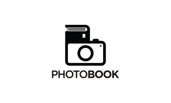 Combination logo from camera photo and book logo design concept	
