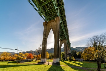 Gothic Bridge In Autumn at the Park