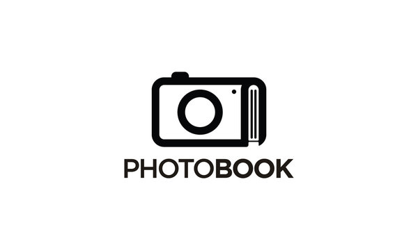 Combination logo from camera photo and book logo design concept