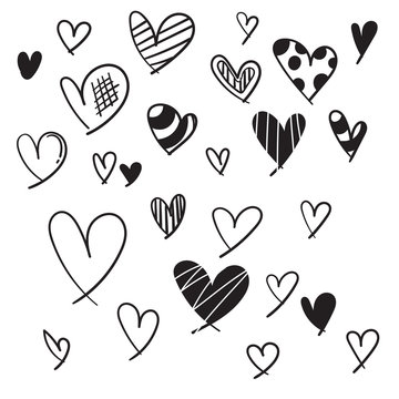 Vector image of a hand drawn doodle, linear heart icon. Isolated heart on a white background