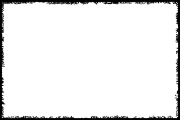 Black frame hand drawn on white background. Paint strokes with a dry brush