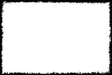 Black frame hand drawn on white background. Paint strokes with a dry brush