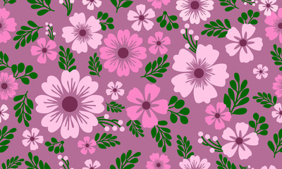 Vintage seamless floral pattern background, abstract leaf flower.