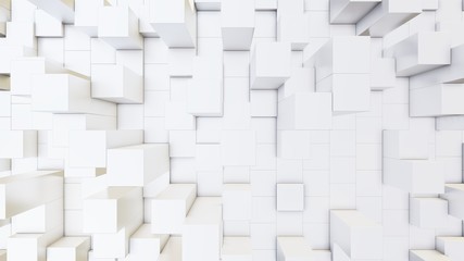 Fototapeta na wymiar Abstract 3D illustration of white cubes background