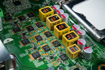motherboard with electronic components