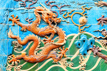 Chinese glazed tile dragon sculpture