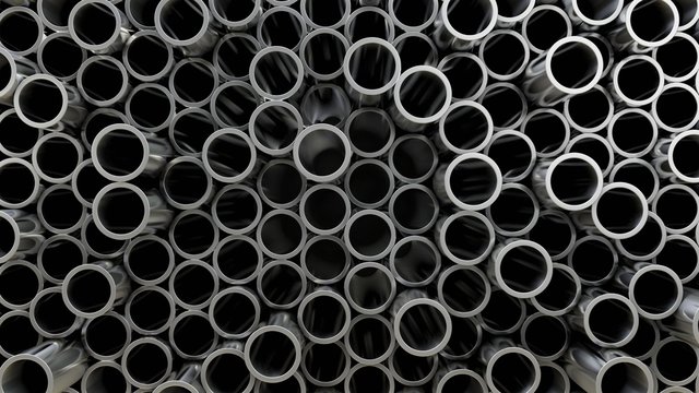 3D illustration. Wall of Steel Pipes
