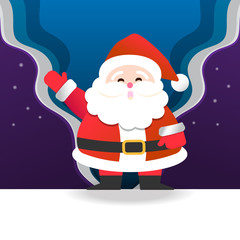 Merry Christmas happy Santa Claus Happy New Year on Red and white snow background