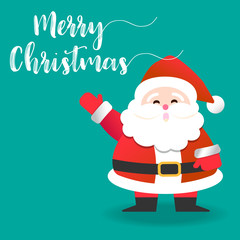 Merry Christmas happy Santa Claus Happy New Year on Red and white snow background