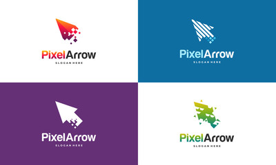 Set of elegant Pixel Arrow logo template, Fast Cursor logo designs concept, Pixel Cursor logo template