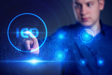 Fototapeta premium Business, Technology, Internet and network concept. ICO Initial Coin Offering.