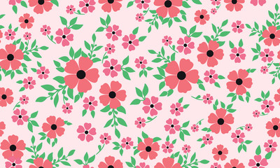 Decorative cute leaf flower, floral pattern wallpaper.