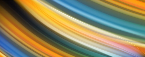 Abstract wave lines fluid rainbow style color stripes on black background. Artistic illustration for presentation, app wallpaper, banner or poster