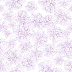 Hand drawn decorative seamless pattern with peonies flowers