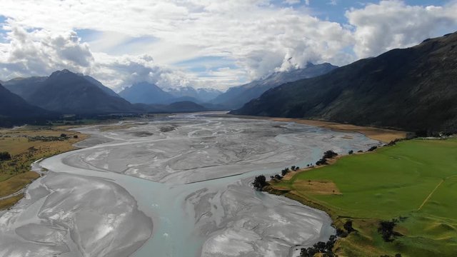 Queenstown Glenorchy Isengard Panorama Aerial Drone Shot