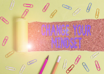 Word writing text Change Your Mindset. Business photo showcasing replace your beliefs way of...