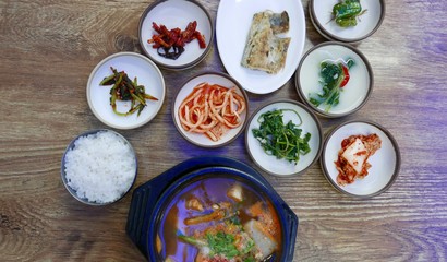 Spicy Korean Soup With Side Dishes 
