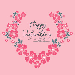 Fototapeta na wymiar Vintage text of valentine day, with drawing leaf flower frame background. Vector