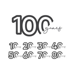 100 Years Anniversary Celebration Number Vector Template Design Illustration Logo Icon