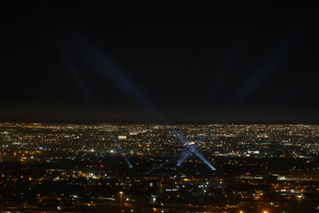 Spotlight Beams of Light in the City Night