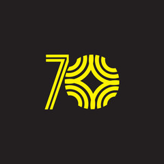 70 Years Anniversary Celebration Number Vector Template Design Illustration Logo Icon