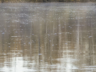 stones pebbles under water in autumn