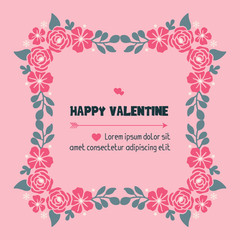 Design banner of happy valentine day, with abstract leaf flower frame crowd. Vector