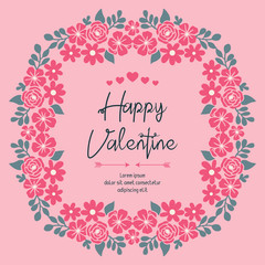 Fototapeta na wymiar Design banner of happy valentine day, with abstract leaf flower frame crowd. Vector