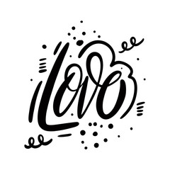 Love word. Romantic modern calligraphy. Hand drawn vector illustration.