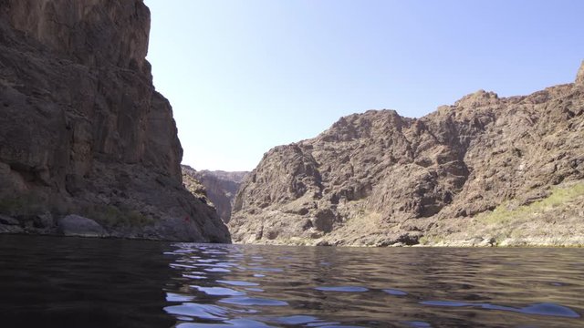 Wide Angle of Canyon Walls From Water Level of Colorado River