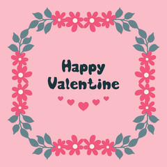 Fototapeta na wymiar Vintage greeting card of valentine day, with graphic leaf flower frame style. Vector