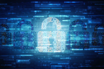 2d illustration Safety concept: Closed Padlock on digital background