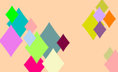 Graphic of colorful isolated rhombuses on soft background. Elegant and soft abstract illustration.