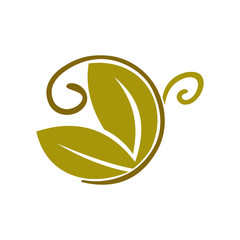  Butterfly Leaf Logo Design Vector Illustration icon Isolated