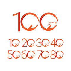 100 Years Anniversary Celebration Number Vector Template Design Illustration Logo Icon