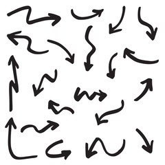 Set of Hand drawn vector arrows  doodle on white background.design element vector illustration.