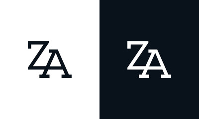 Creative line art letter ZA logo. This logo icon incorporate with two letter in the creative way. - obrazy, fototapety, plakaty