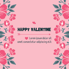 Fototapeta na wymiar Beautiful text of valentine day, with ornate feature of pink flower frame. Vector
