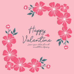 Beautiful text of valentine day, with ornate feature of pink flower frame. Vector