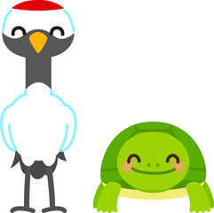 かわいい鶴と亀のキャラクター