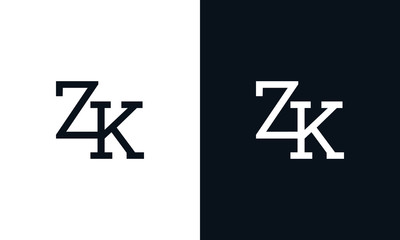 Creative line art letter ZK logo. This logo icon incorporate with two letter in the creative way.