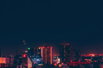 Bangkok night view with skyscraper in business district in Bangkok Thailand