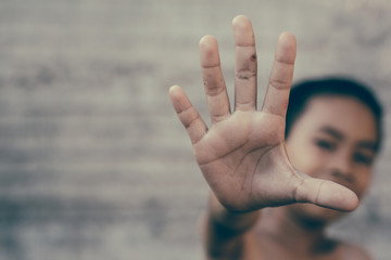 Violence in the lives of children, End violence against children concept, Children trafficking...