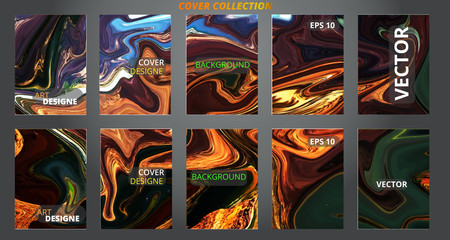 Fototapeta na wymiar Set abstract marble modern designe. Splash acrylic colored bright liquid. Paints texture A4. For sale flyer,cover,presentation,print,business cards,calendars,invitations,sites,packaging. Copy space.