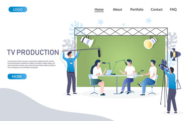 Tv production vector website landing page design template