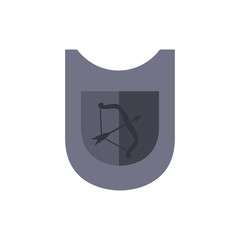 medieval shield with arrow arch flat icon