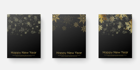 Happy 2020 Year cards set with Xmas ornaments. Vector illustration.