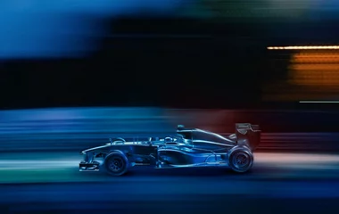 Crédence de cuisine en verre imprimé F1 3D Render Illustration Racing Car With Abstract Motion Speed Effect Background