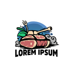 Tank logo design with meat for restaurant product