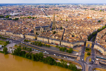 Fototapeta na wymiar Aerial view of Bordeaux cityscape